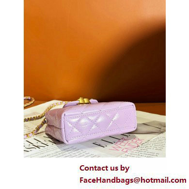 Chanel Shiny Aged Calfskin  &  Gold-Tone Metal Clutch with Chain Bag AP3435 Lilac 2025